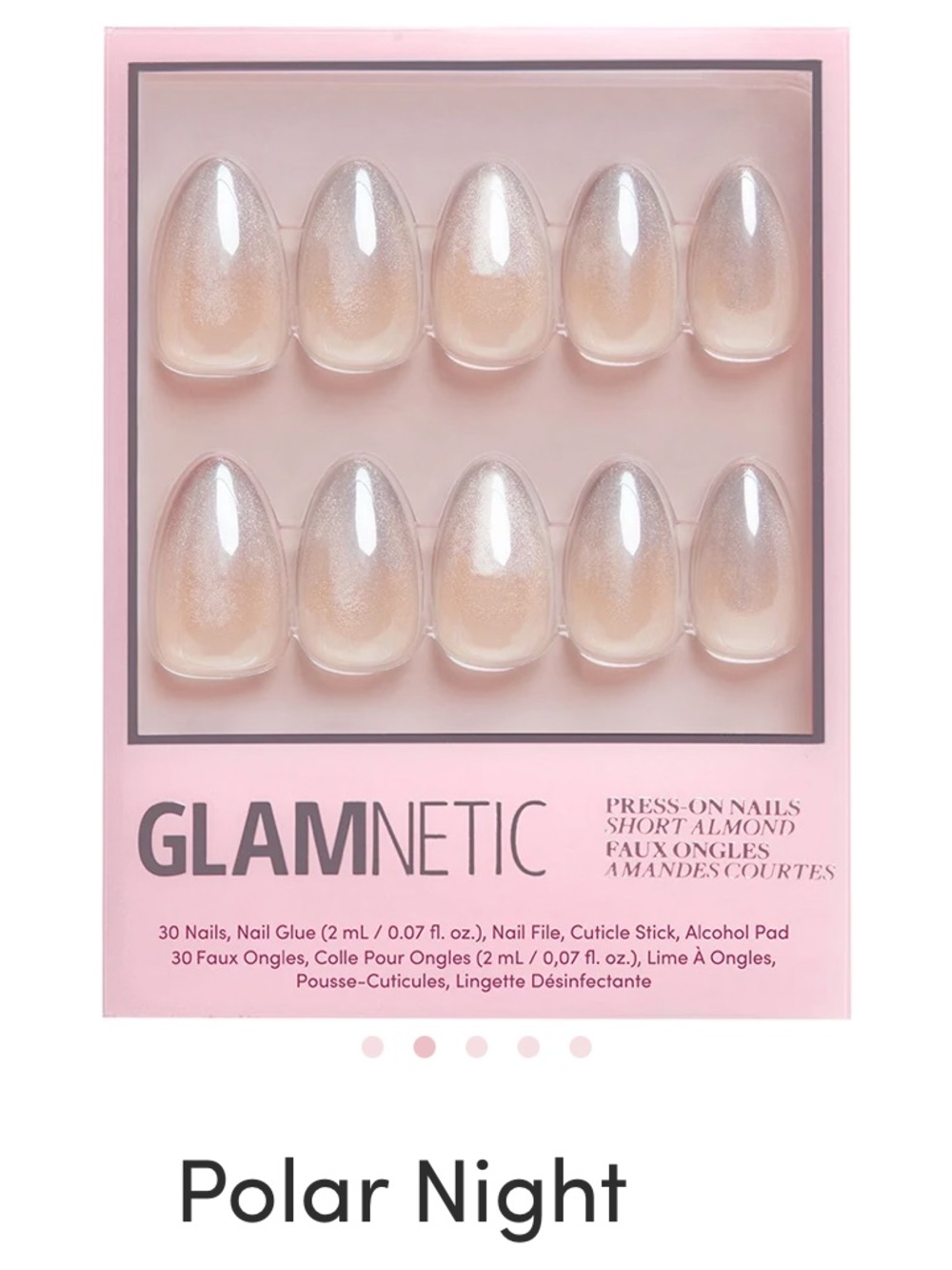 GLAMNETIC Polar Night Press-On Nails — Short Almond Nude Pearl